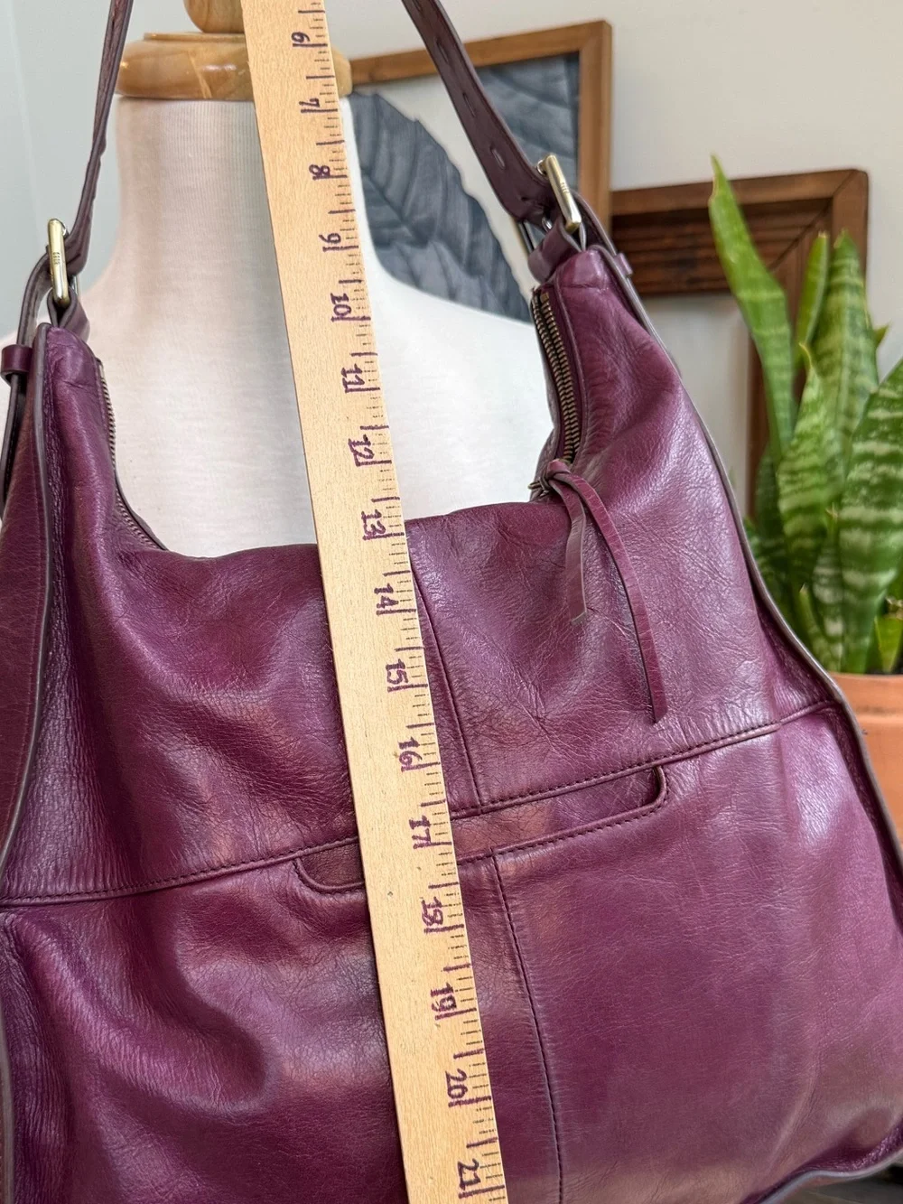 Hobo International Marley Shoulder Bag Berry Burgundy Leather Hobo Purse - Picture 11 of 16